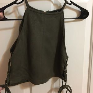 SUEDE GREEN CROP TOP