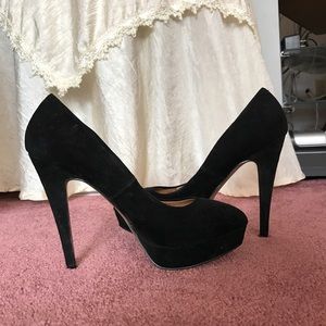 Black Suede Heels by Aldo