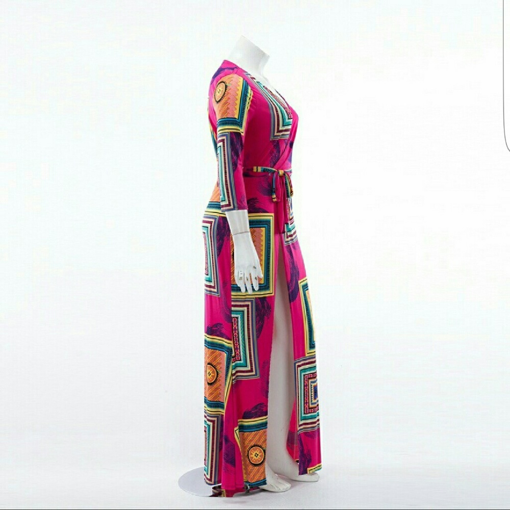 5 ⭐ RATED 💖 HOT PINK FRONT SLIT SELF-TIE MAXI - Picture 2 of 6