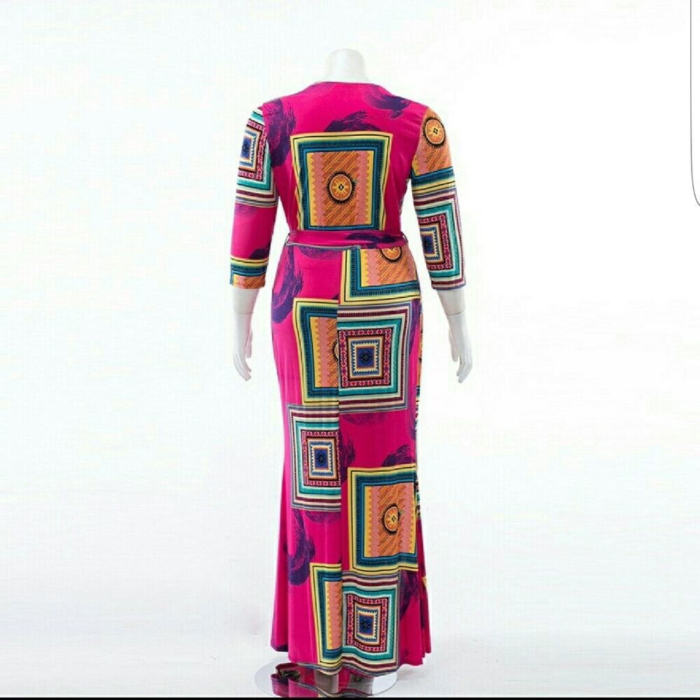 5 ⭐ RATED 💖 HOT PINK FRONT SLIT SELF-TIE MAXI - Picture 3 of 6