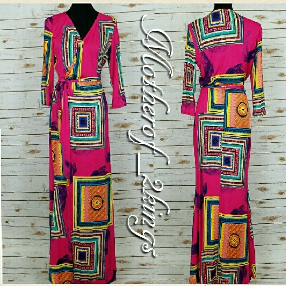 5 ⭐ RATED 💖 HOT PINK FRONT SLIT SELF-TIE MAXI - Picture 4 of 6