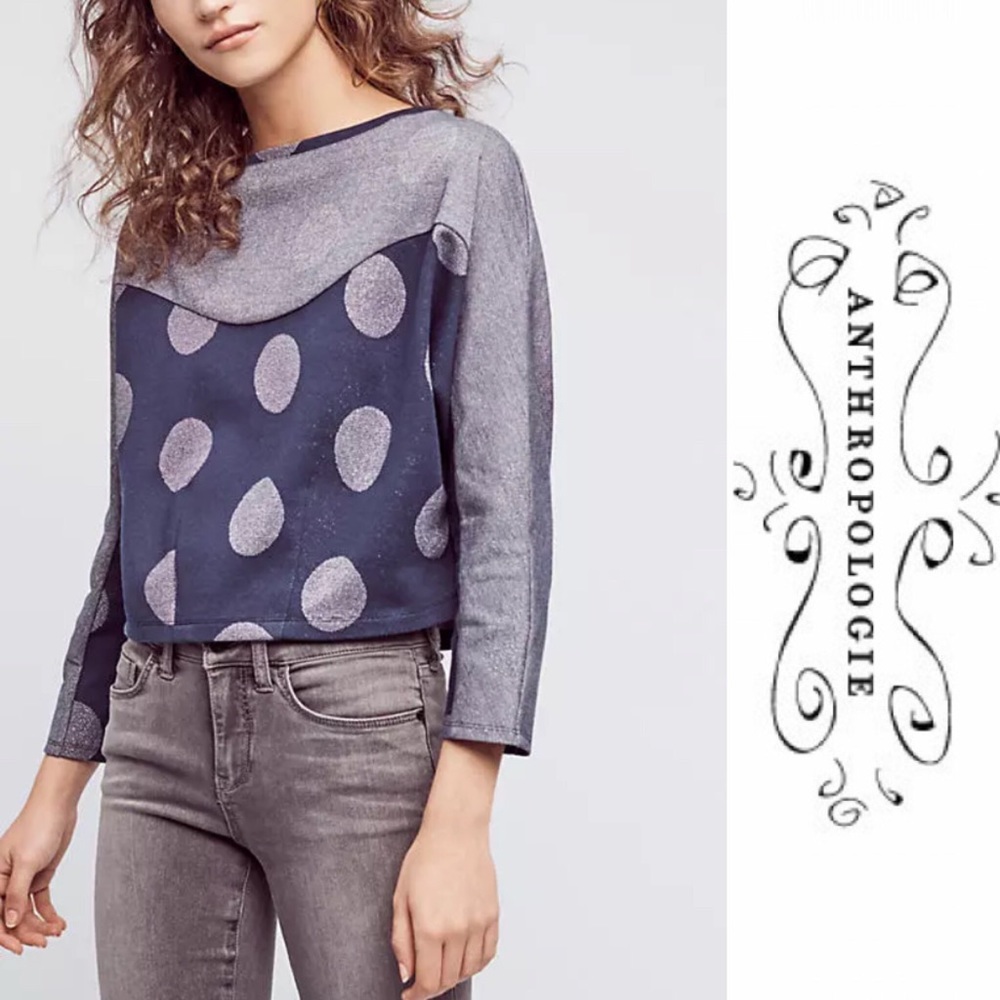 NWT Anthropologie polka dot metallic pullover