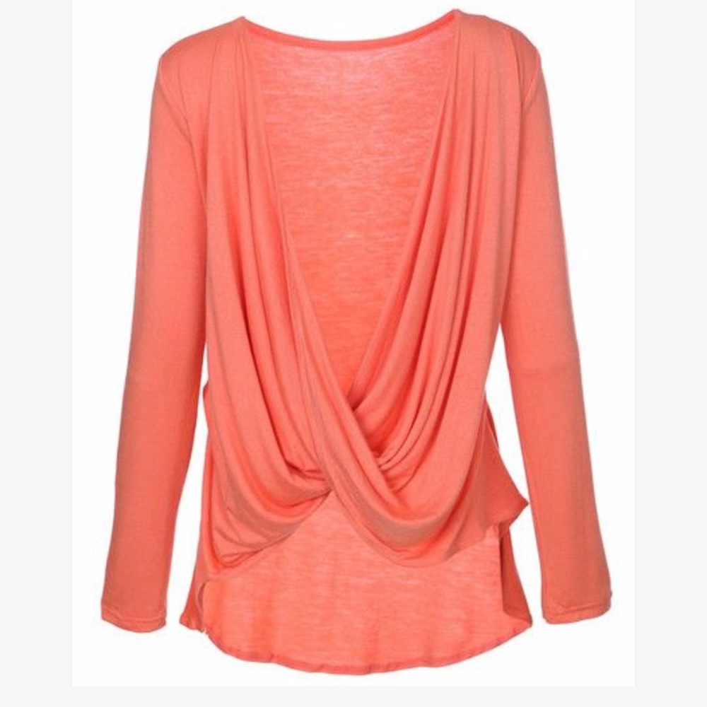 Pink V neck drape top - Picture 6 of 6