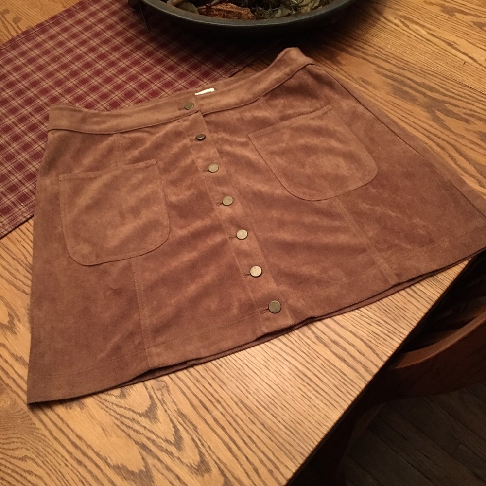 Suede mini skirt