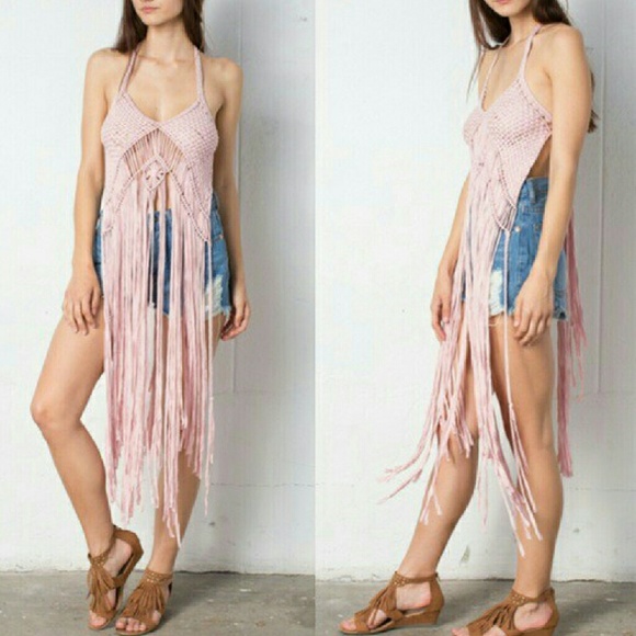 Other - 🏆HOST PICK🏆CROTCHET FRINGE HALTER COVER UP