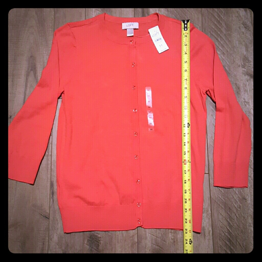 AnnTaylorLoft Jewel Gem Button 3/4 Sleeve Cardigan