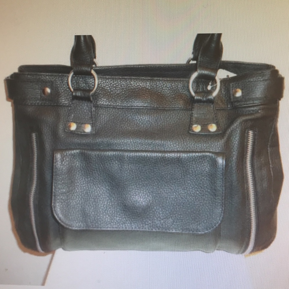 New! Black Leather Soltek Handbag