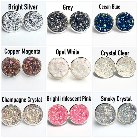 3 for 15🎀faux druzy clip on earrings - Picture 3 of 7