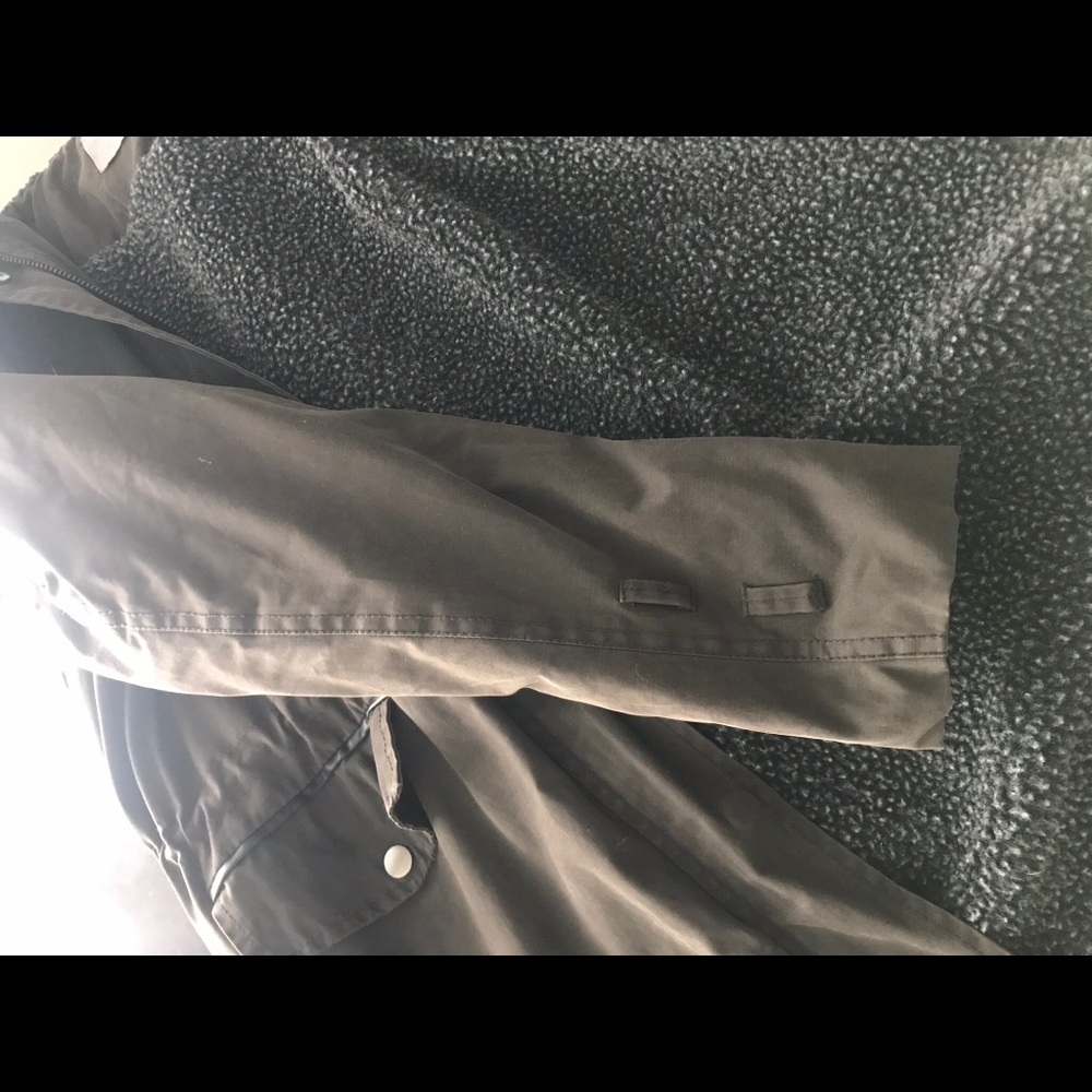 Asos Waxed Canvas Army Faux Fur Winter Parka Sz 2 - Picture 7 of 8