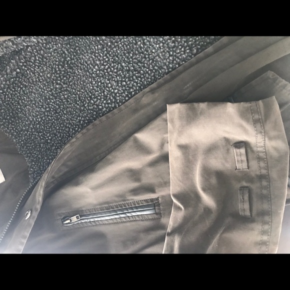 Asos Waxed Canvas Army Faux Fur Winter Parka Sz 2 - Picture 6 of 8