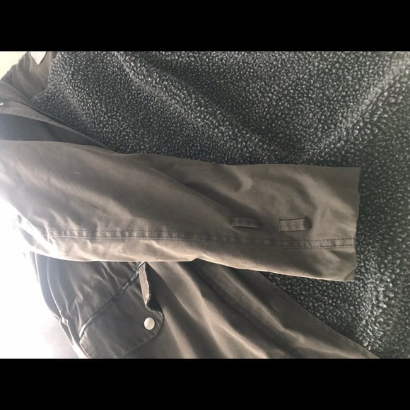Asos Waxed Canvas Army Faux Fur Winter Parka Sz 2 - Picture 7 of 8