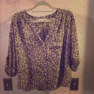 Loft cheetah patterned blouse 3/4 sleeve