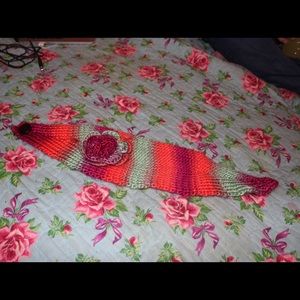 Colorful knit headband with flower