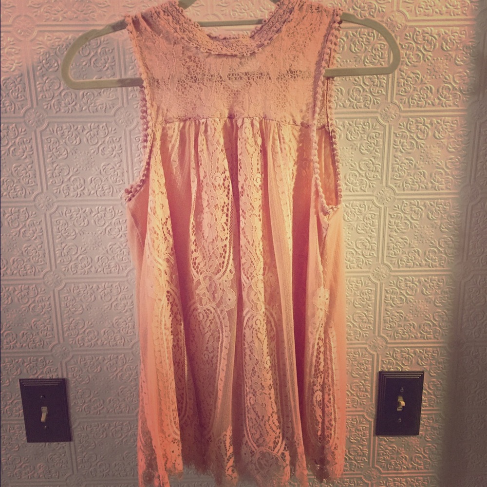 Blush lace tunic