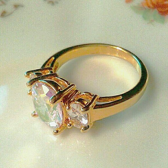 RING 3 Gems & Gold Plated Band - Picture 2 of 5