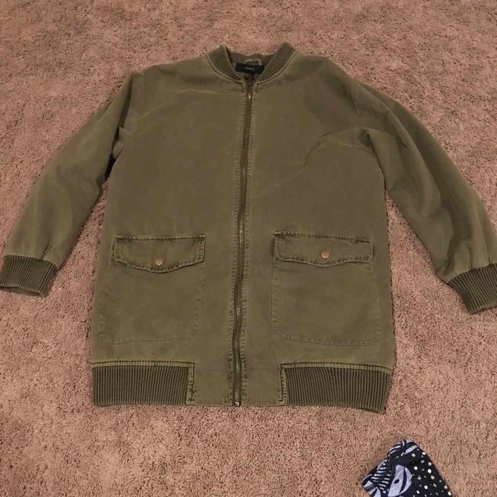 Forever 21 olive Longline Bomber