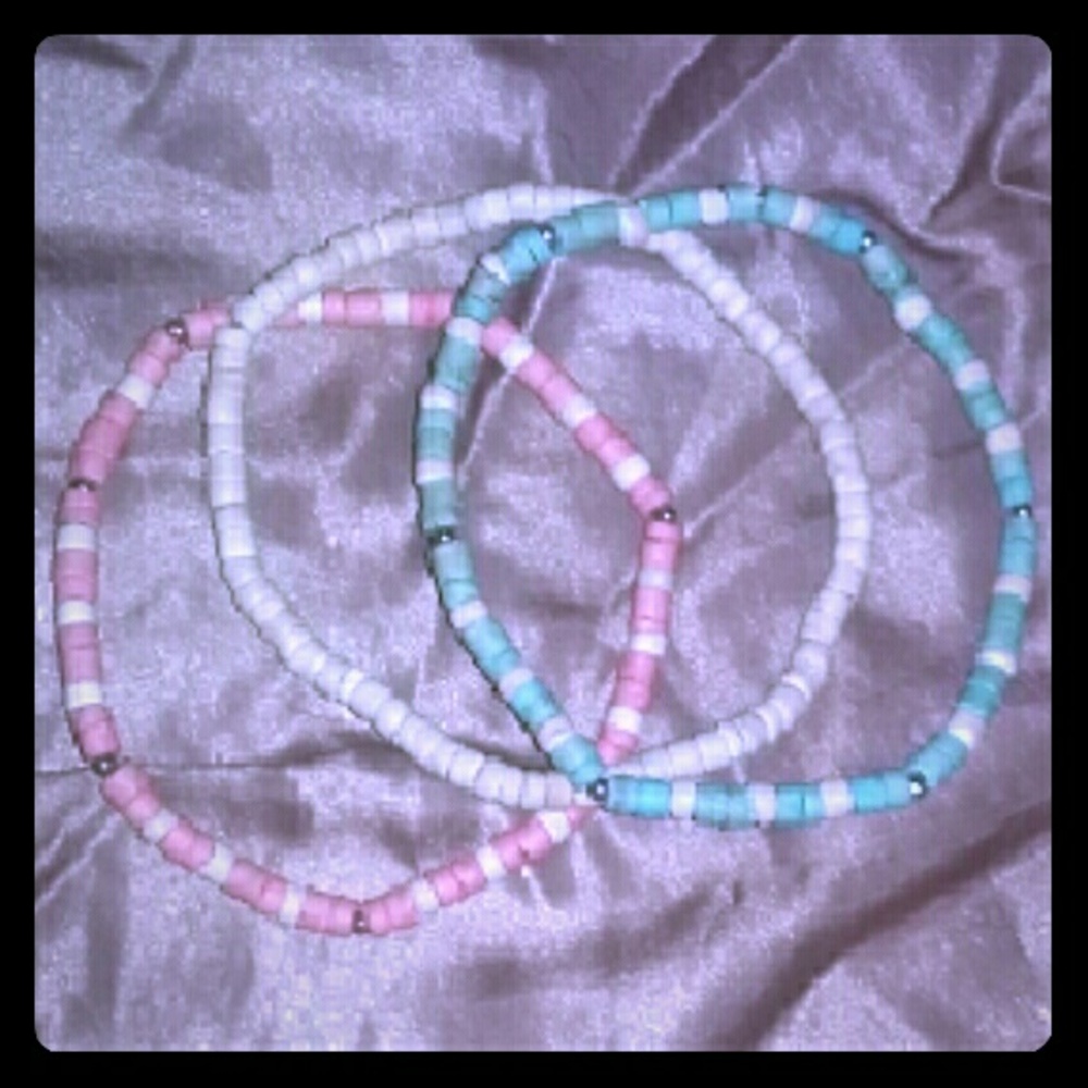 3 stretch ankle bracelets