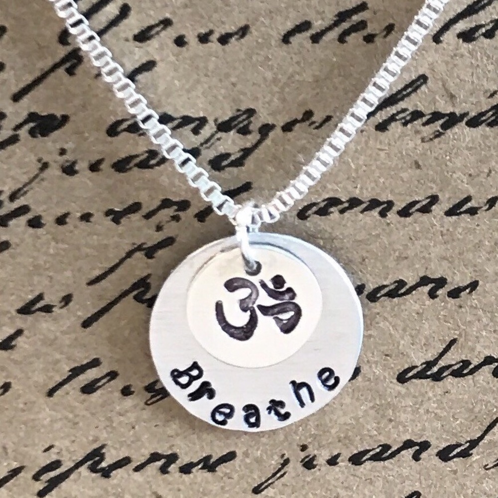 Sterling silver Om Breathe necklace
