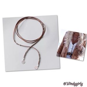 Brown Beaded Lariant With Two Coin Pendants