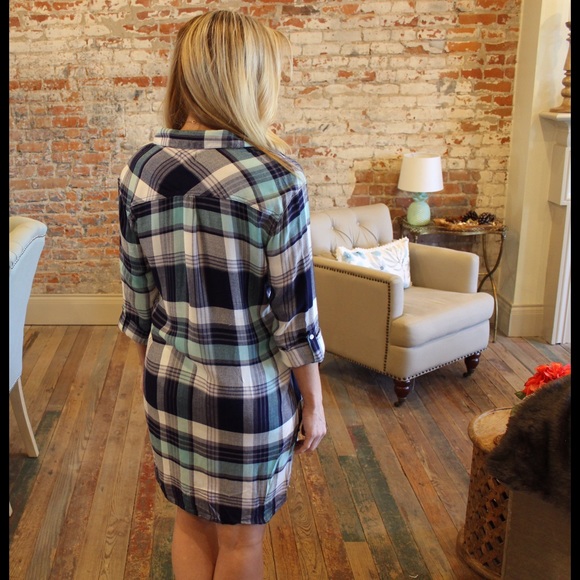Long sleeve plaid button up tunic/dress - Picture 6 of 7
