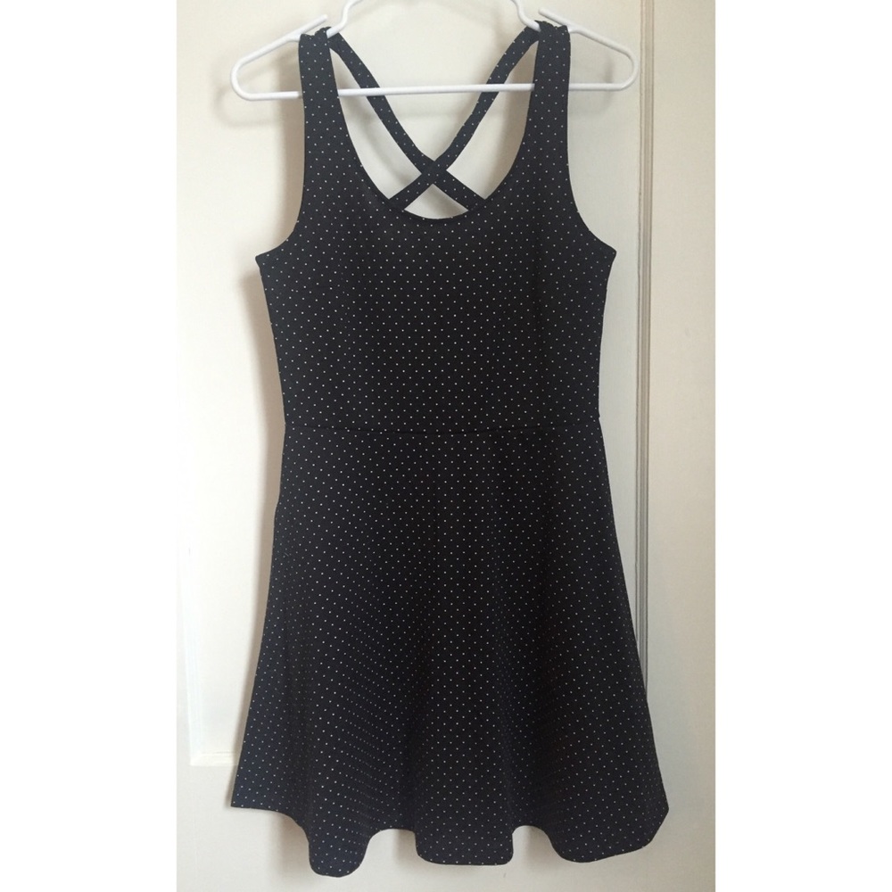 H&M Fit and Flare Black Polka Dot Dress size S