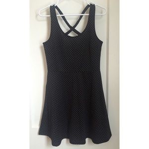 H&M Fit and Flare Black Polka Dot Dress size S