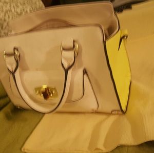 Yellow and white purse