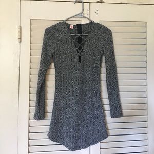 Knit lace up dress
