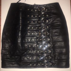 Missguided black buckle skirt