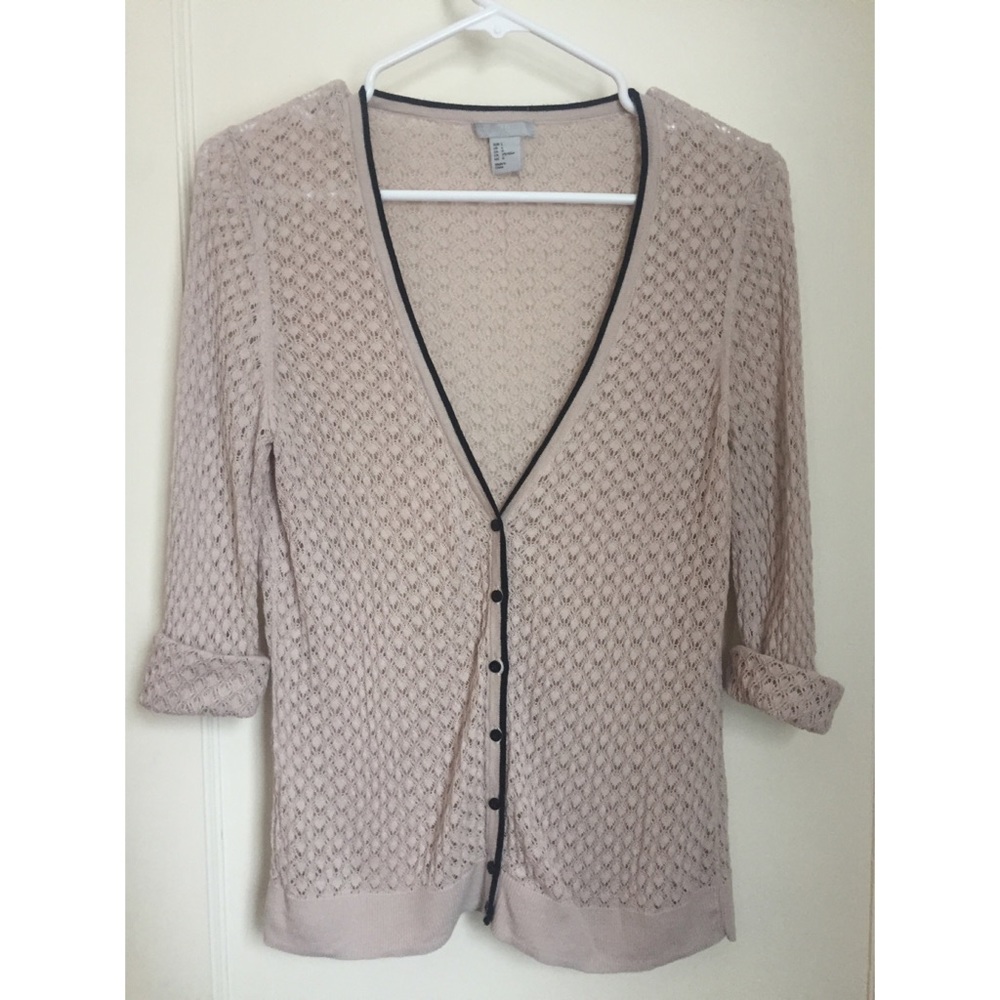 H&M Open Knit Cream Cardigan Size L
