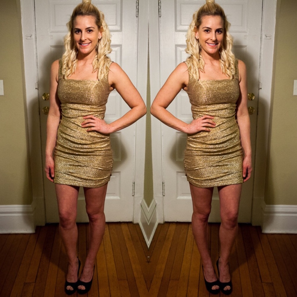 Gold Crinkle Dress
