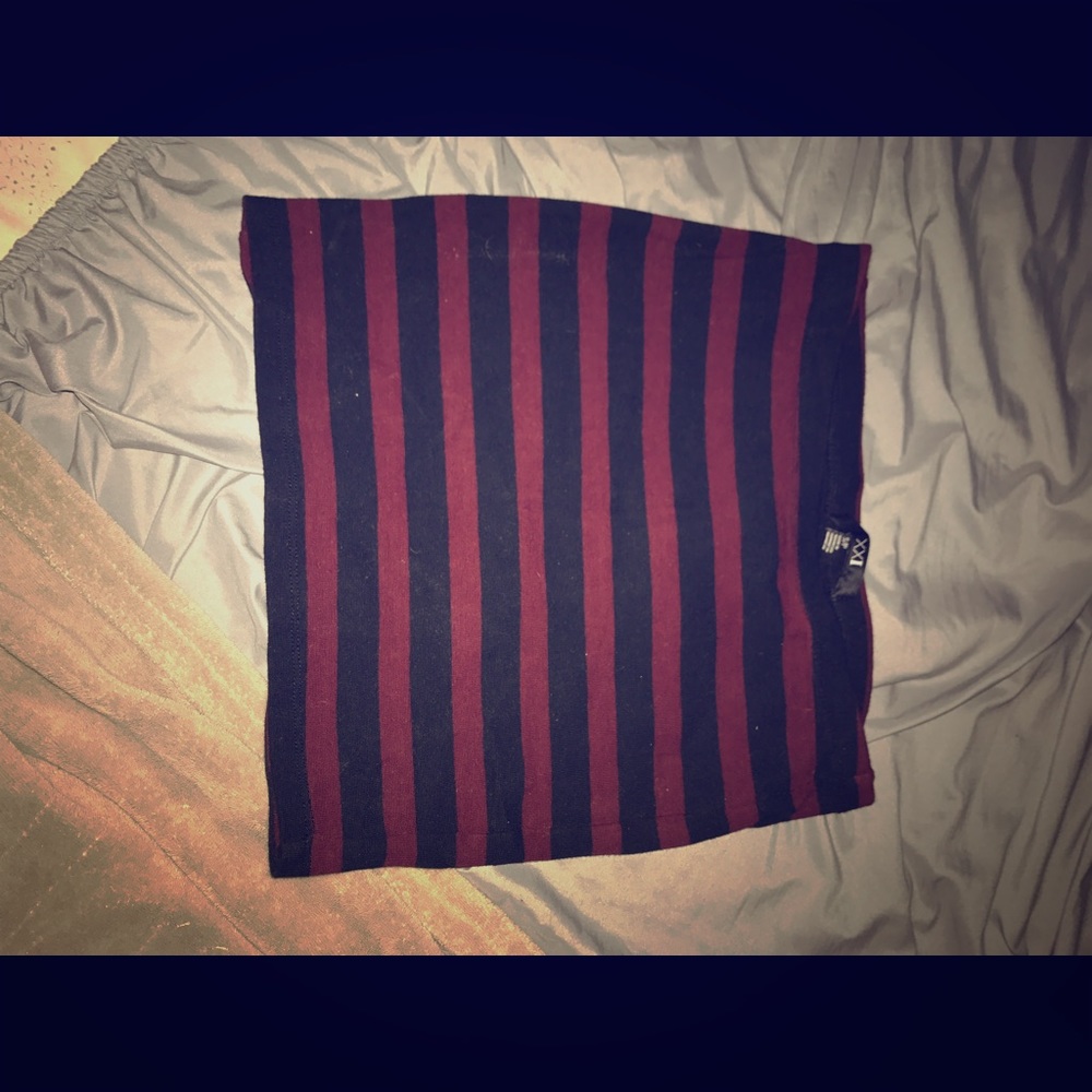 Red and black striped skirt