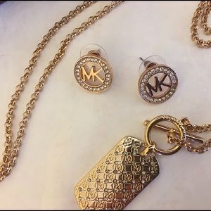 💧PRICE DROP💧Mk Paved Earrings & Dog Tag