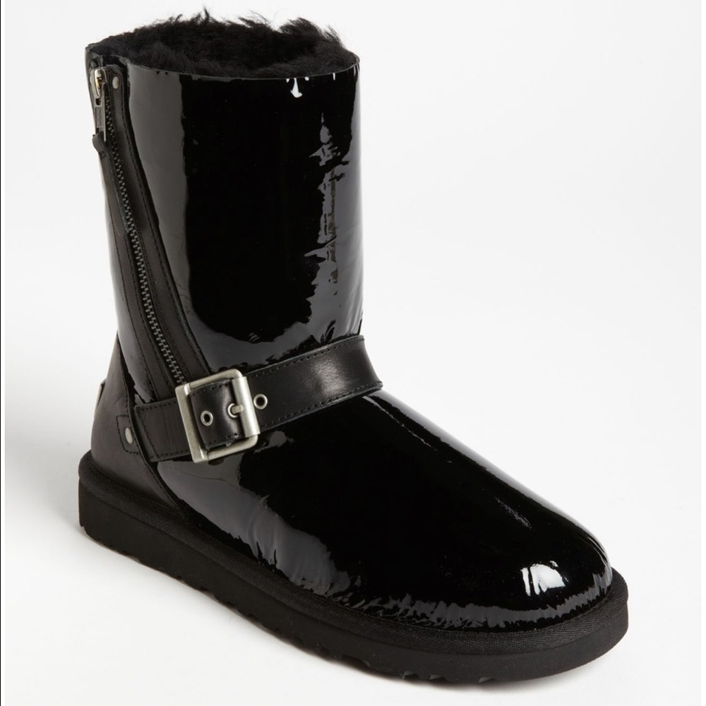 Ugg Blaise Patent Black Boot Big Girl Sz 4 (Wm6)