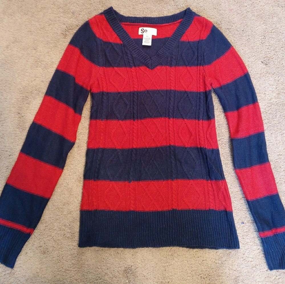 Red and Navy striped sweater