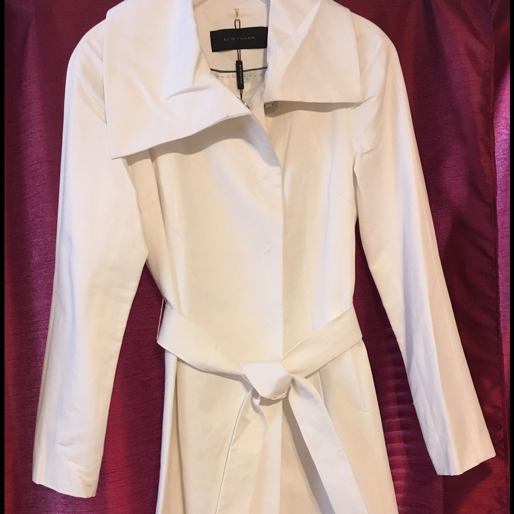Elie Tahari Shaina White Cotton Coat