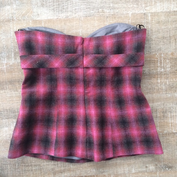 Trina Turk plaid strapless bow top (bustier) - Picture 4 of 6