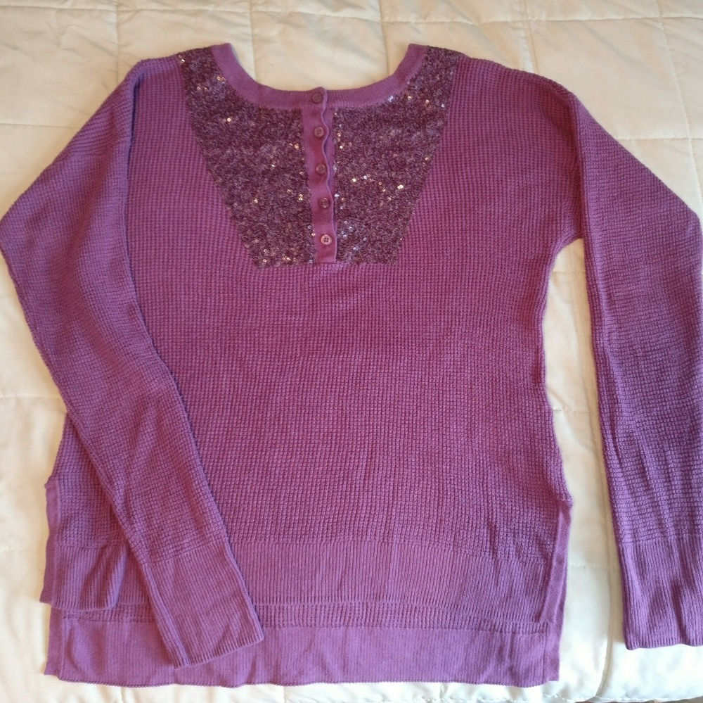 Purple tunic sweater with sequins