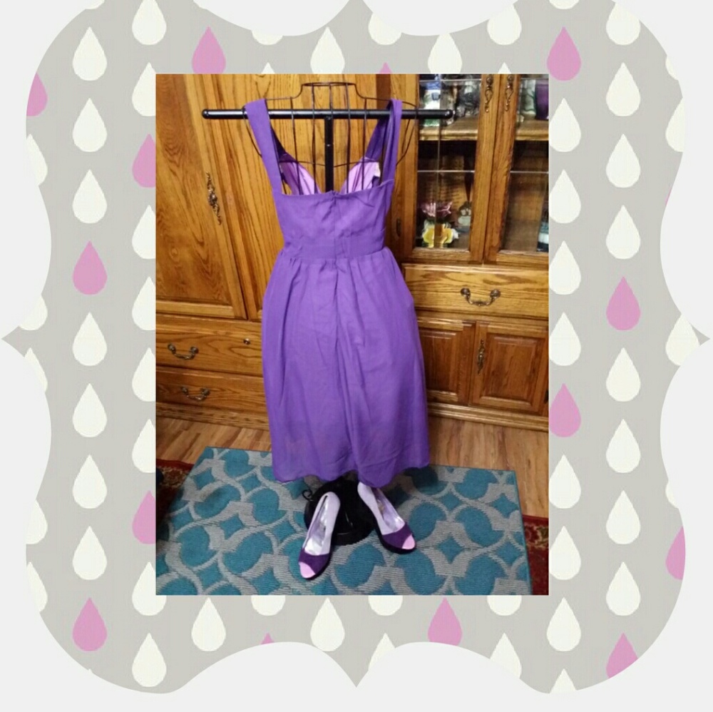 Purple High Waist Sexy Chiffon Dress Plus size . - Picture 3 of 6