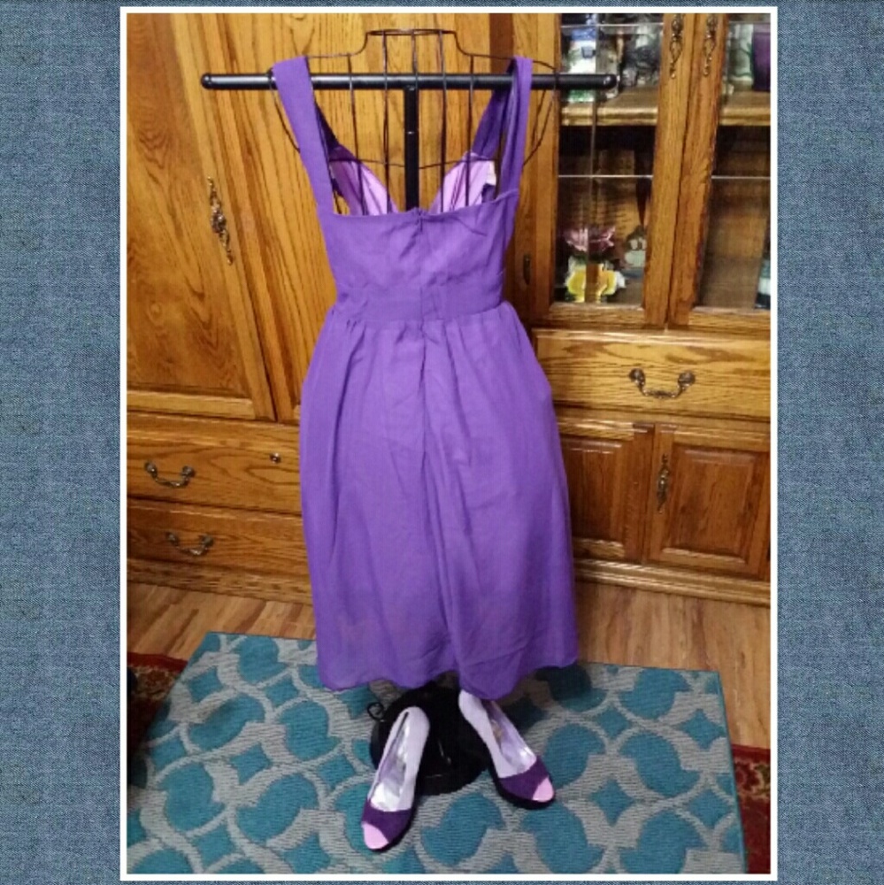 Purple High Waist Sexy Chiffon Dress Plus size . - Picture 5 of 6