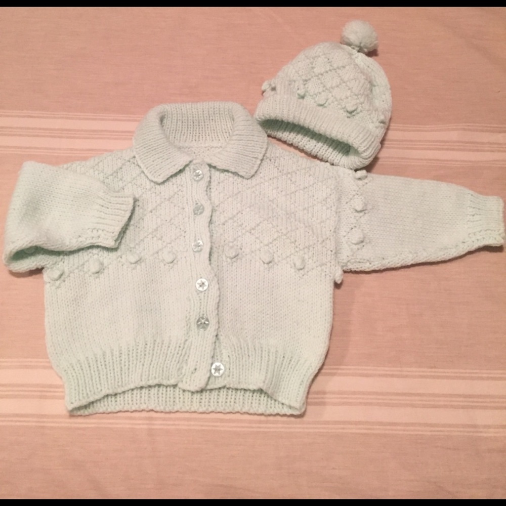 Hand knit Hat and sweater