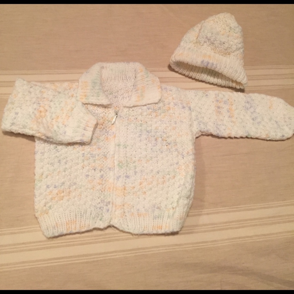 Hand knit Hat and sweater