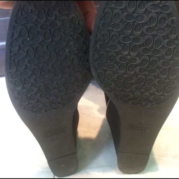 COACH ~ Black suede C C logo wedge boots! - Picture 2 of 4