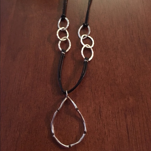 EUC Sterling, Leather & Smokey Quartz Necklace - Picture 2 of 3