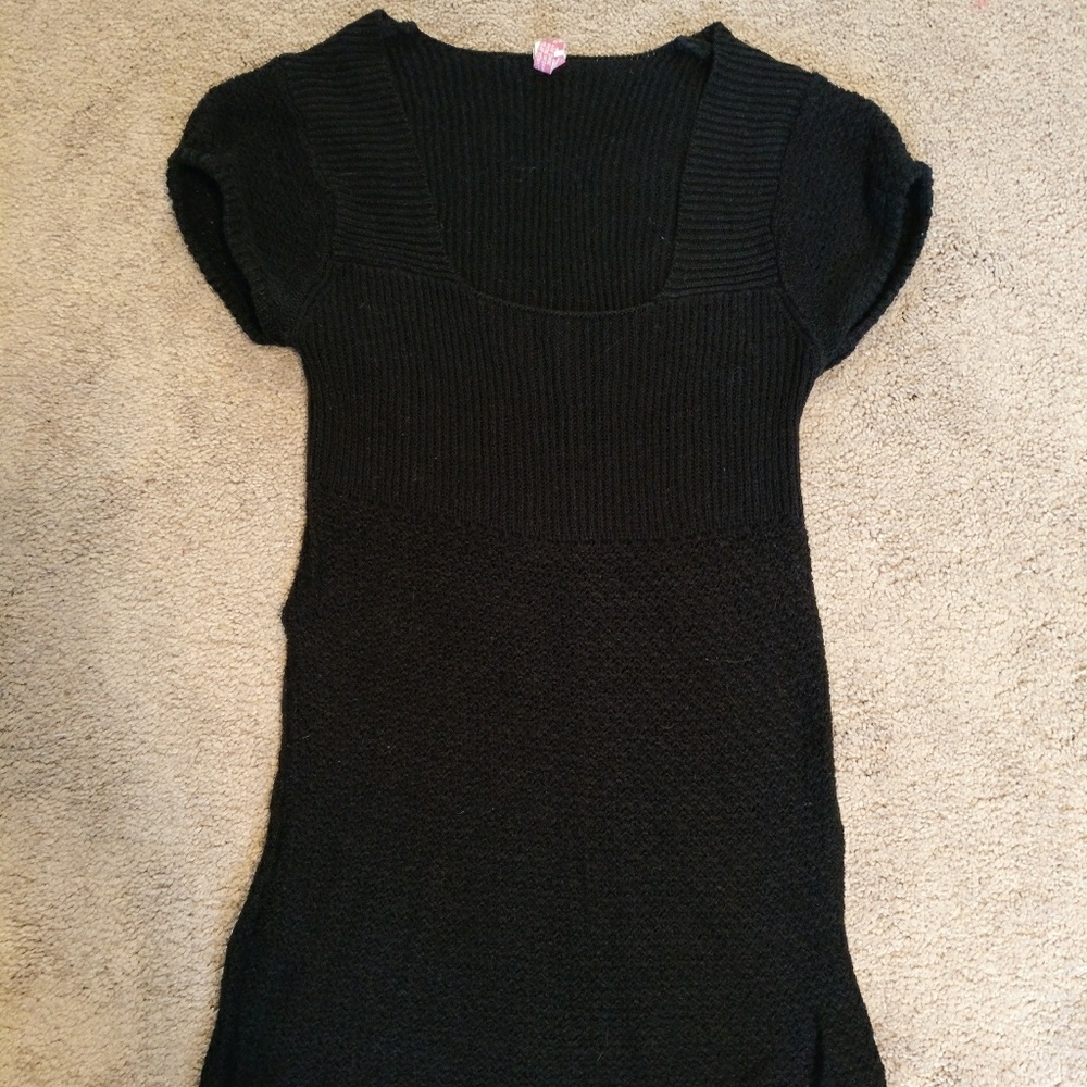 Black, short sleeved knit sweater