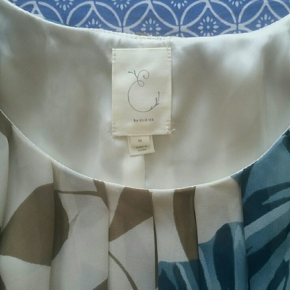 Anthropologie Blue Blooms Chemise by Eloise - Picture 2 of 4