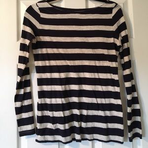 Loft striped boat neck long sleeve t shirt size s
