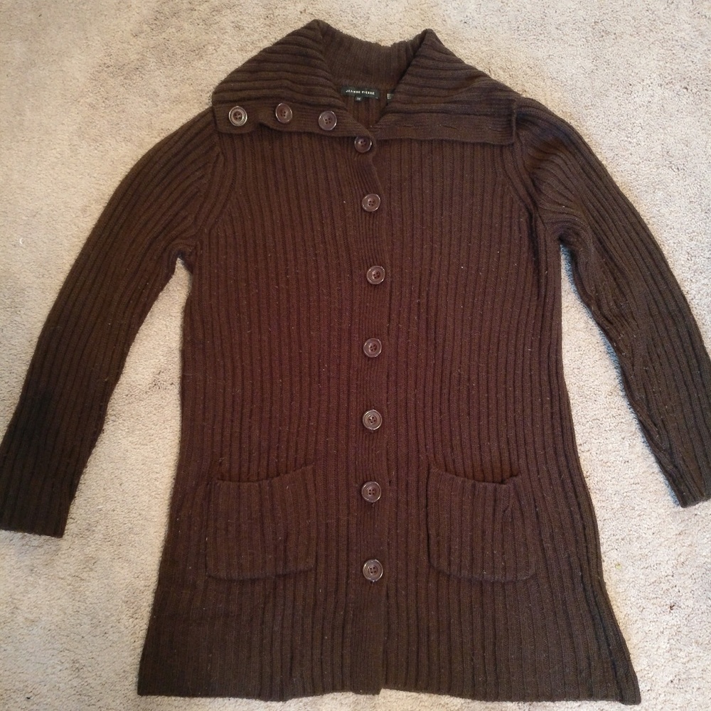 Knee length button up sweater