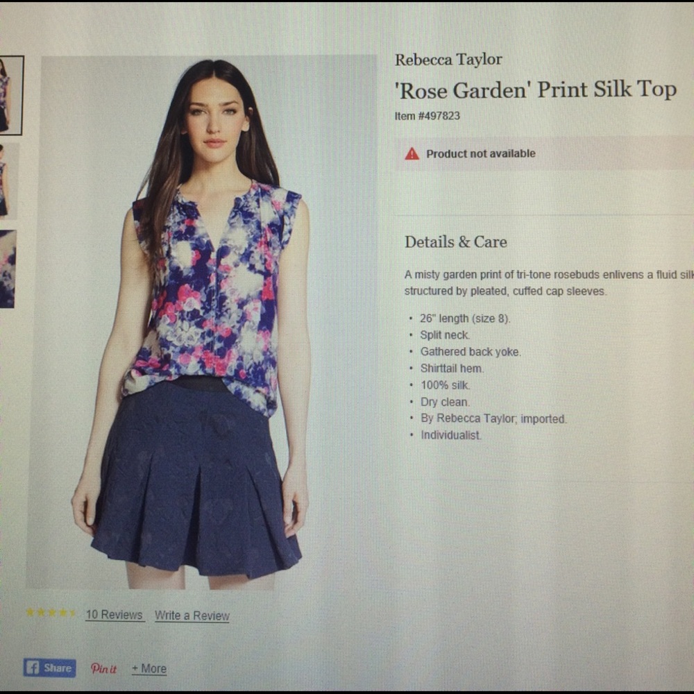 ISO Rebecca Taylor rose garden silk print top