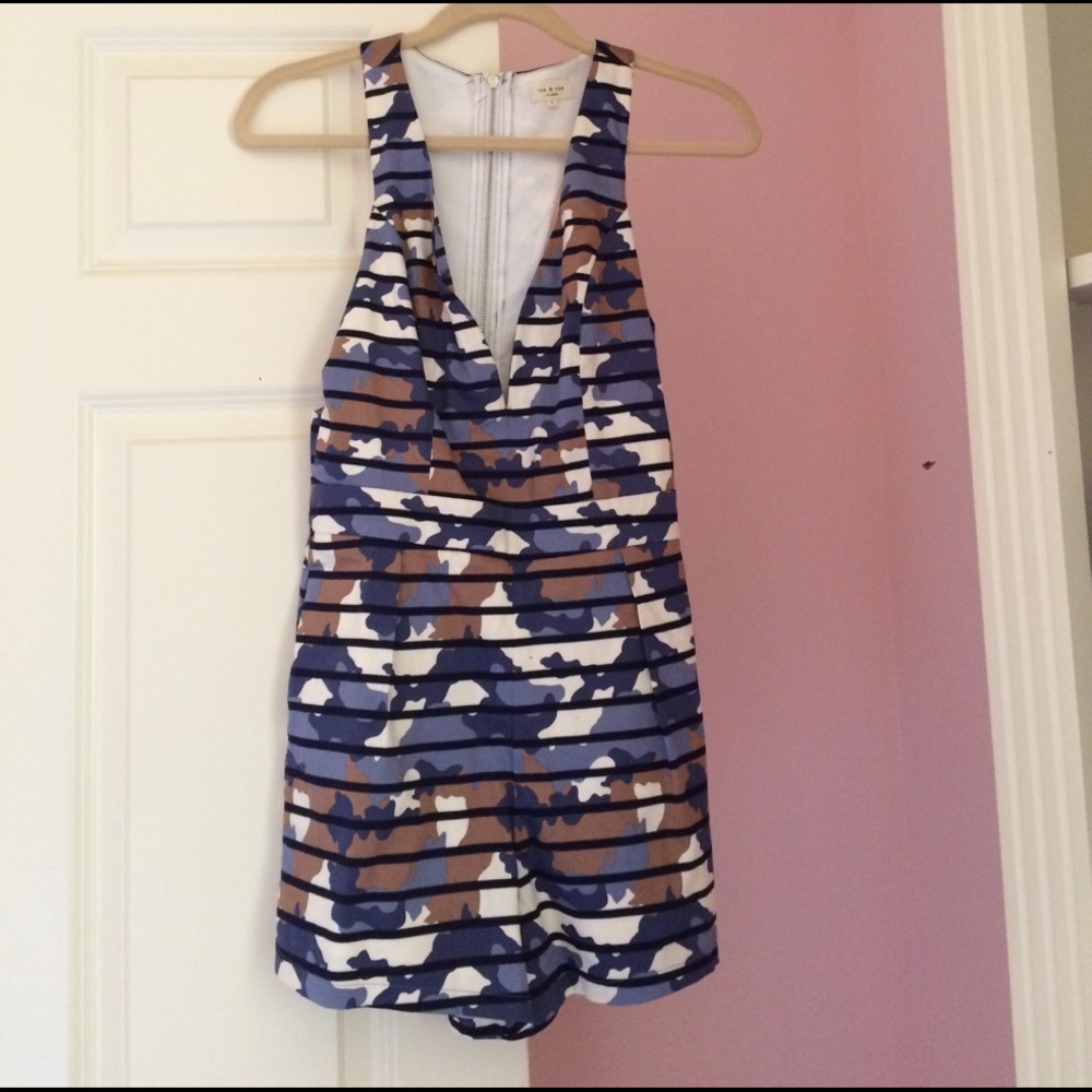 Blue patterned romper